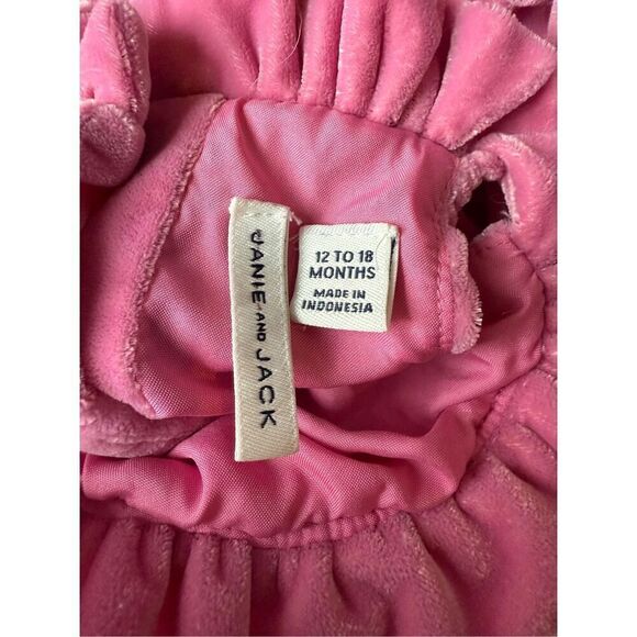 Janie & Jack Baby Girl Pink Velvet Ruffled Holiday Dress - Picture 6 of 9